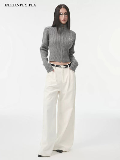 Two-Zip Cropped Zipped Sweater Korean Street Fashion Sweater By ETERNITY ITA Shop Online at OH Vault