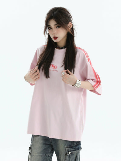 Grainy Print Logo T-Shirt Korean Street Fashion T-Shirt By INS Korea Shop Online at OH Vault