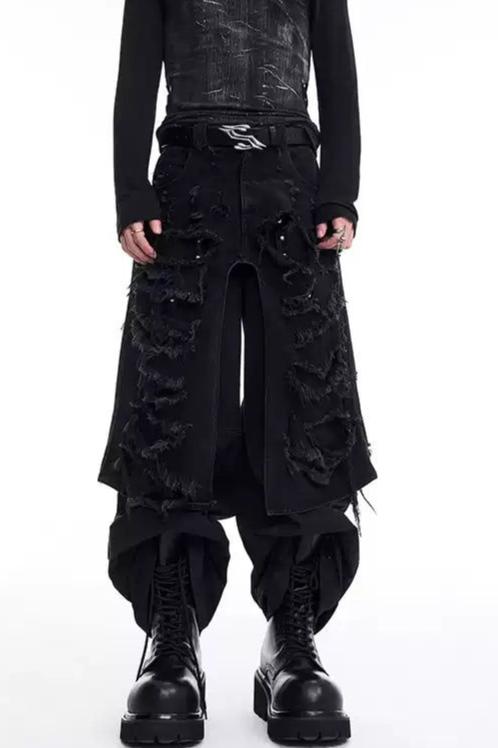 Distressed and Frayed Jeans Korean Street Fashion Jeans By Slim Black Shop Online at OH Vault