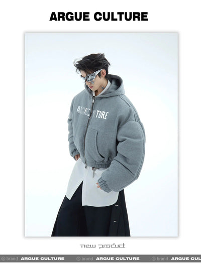 Logo Letter Padded Zip-Up Hoodie Korean Street Fashion Hoodie By Argue Culture Shop Online at OH Vault