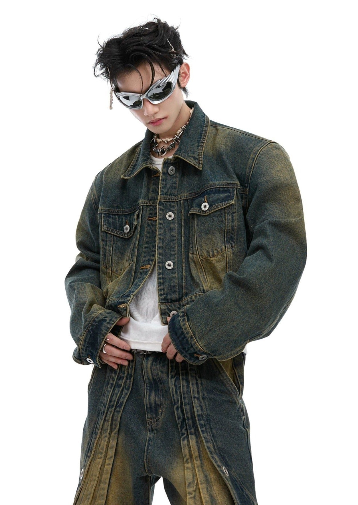 Cropped Buttoned Denim Jacket Korean Street Fashion Jacket By Argue Culture Shop Online at OH Vault