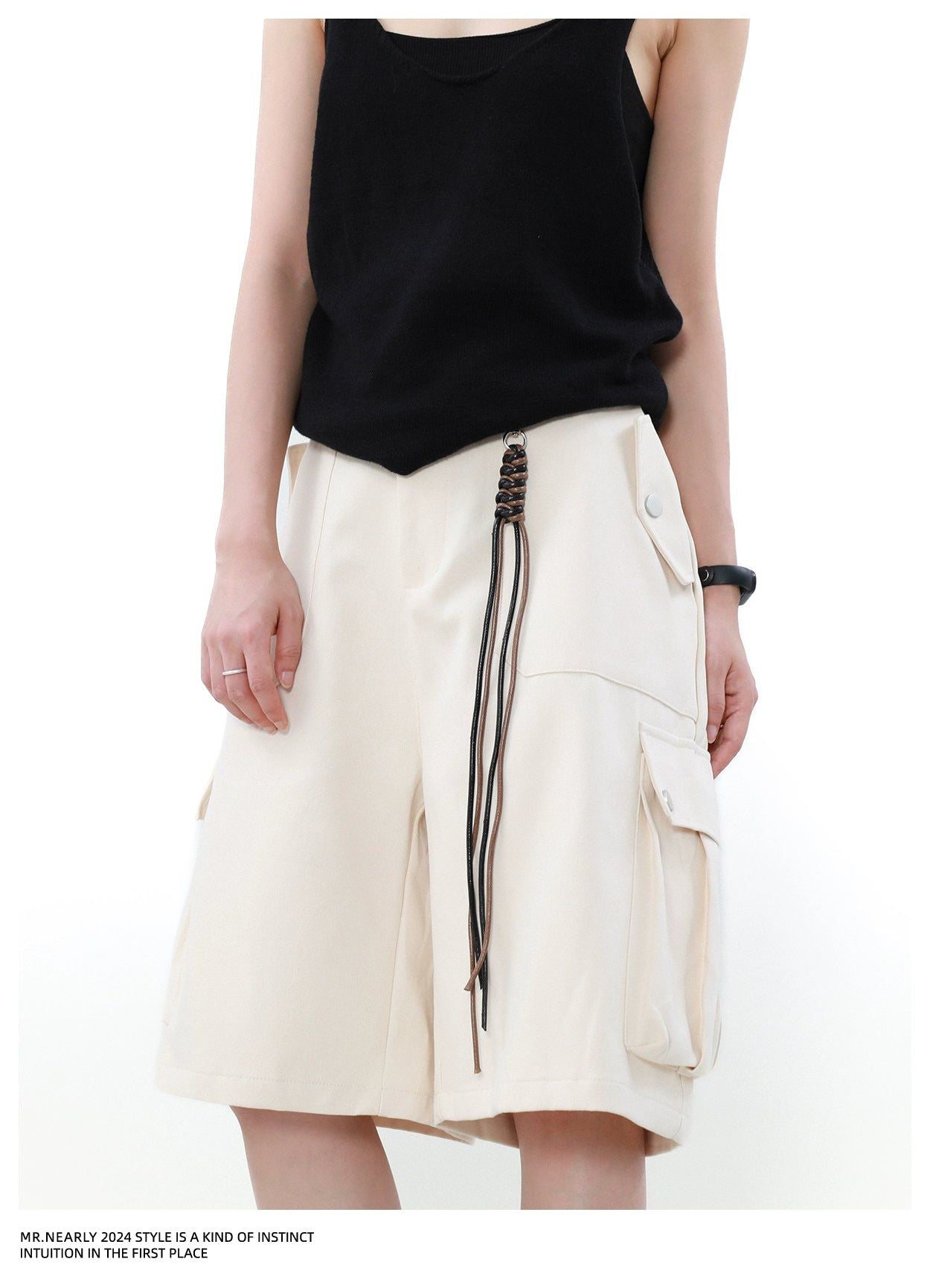 Lanyard Big Pocket Cargo Shorts Korean Street Fashion Shorts By Mr Nearly Shop Online at OH Vault