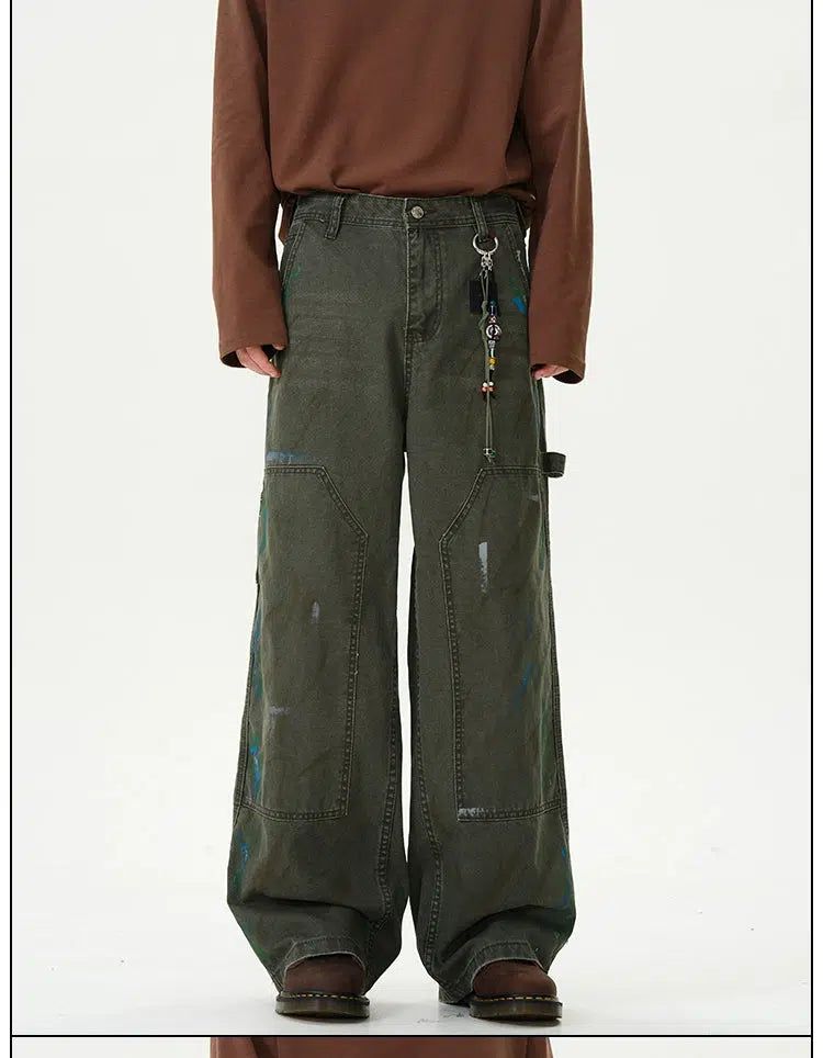 Ink Splash Workwear Pants Korean Street Fashion Pants By 77Flight Shop Online at OH Vault