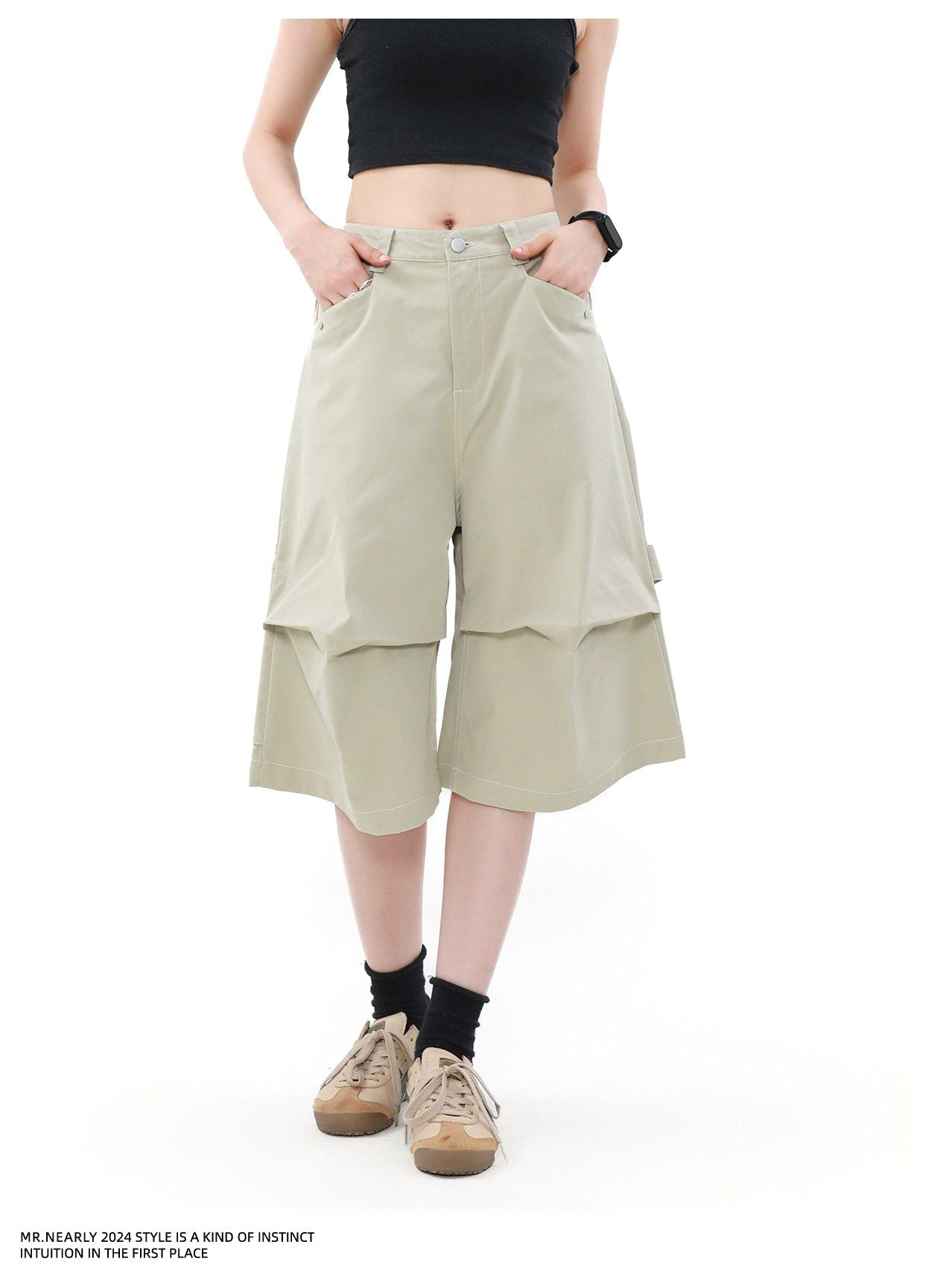 Clean Fit Pleated Detail Shorts Korean Street Fashion Shorts By Mr Nearly Shop Online at OH Vault