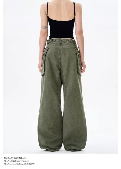 Big Pocket Flared Cargo Pants Korean Street Fashion Pants By MaxDstr Shop Online at OH Vault