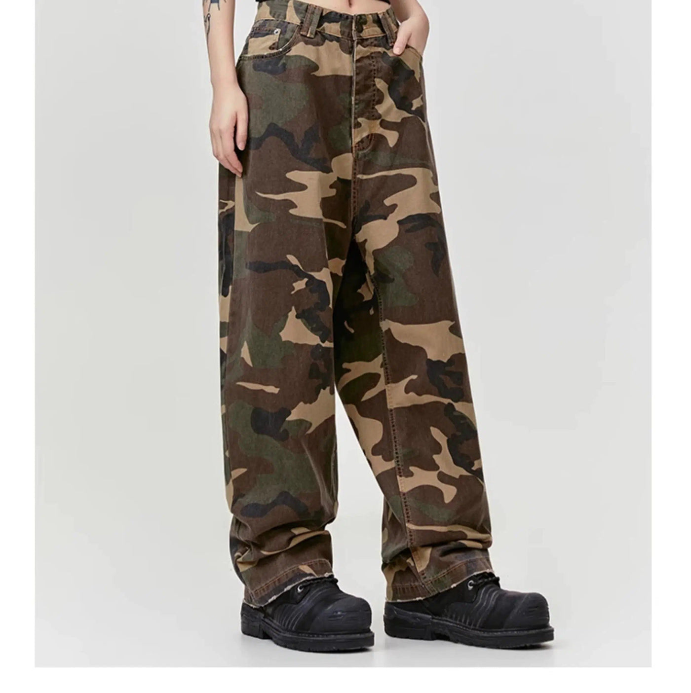 Distressed Hem Camouflage Pants Korean Street Fashion Pants By Made Extreme Shop Online at OH Vault