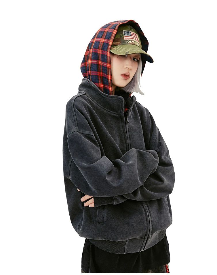 Plaid Pattern Hood Jacket Korean Street Fashion Jacket By Made Extreme Shop Online at OH Vault