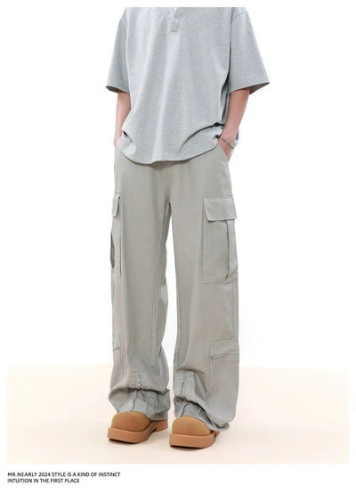 Solid Zipped Slit Cargo Pants Korean Street Fashion Pants By Mr Nearly Shop Online at OH Vault