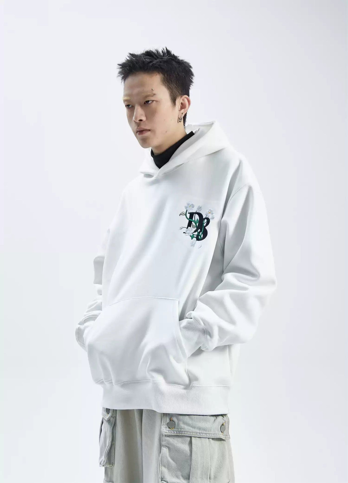 Flowers Stitch Hoodie Korean Street Fashion Hoodie By Ash Dark Shop Online at OH Vault