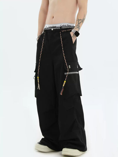 Braided Drawstring Cargo Pants Korean Street Fashion Pants By INS Korea Shop Online at OH Vault