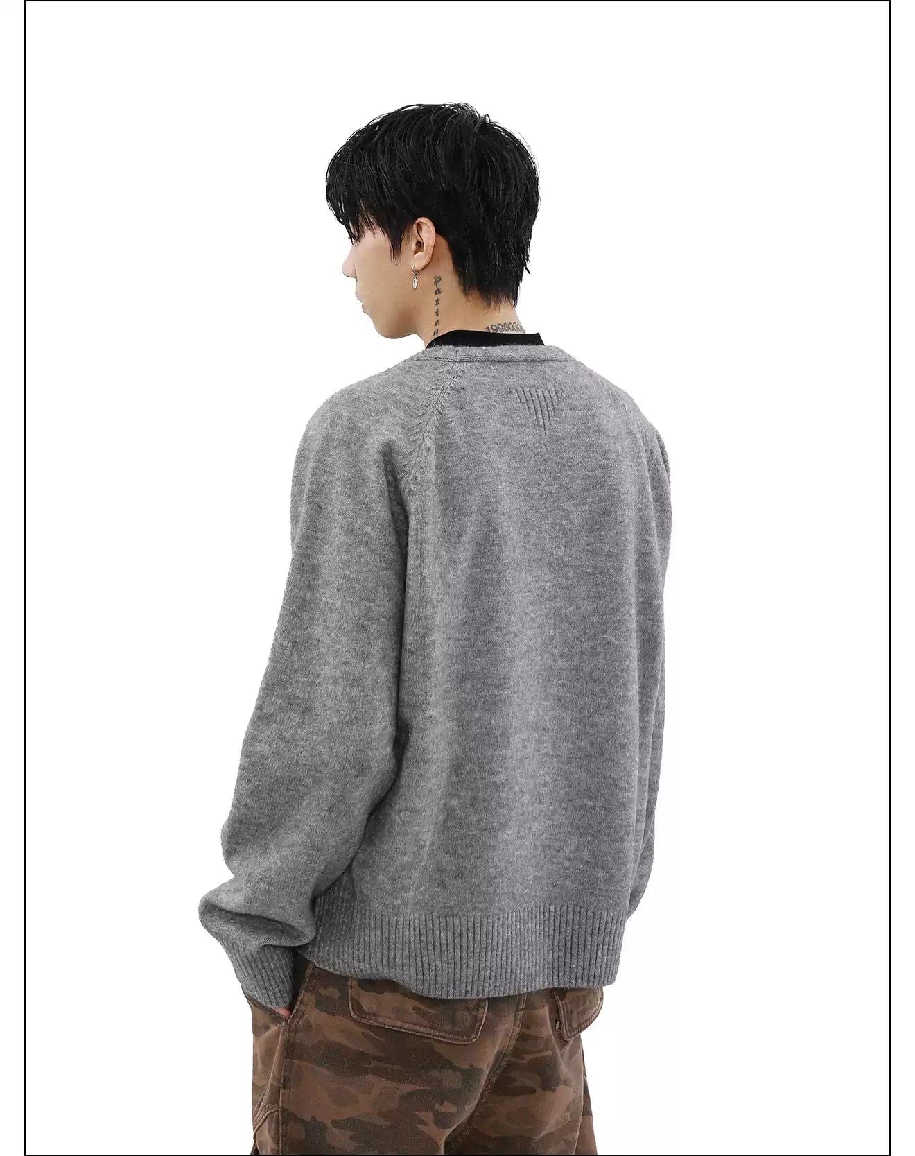 V-Neck Cut Layered Sweater Korean Street Fashion Sweater By Mr Nearly Shop Online at OH Vault