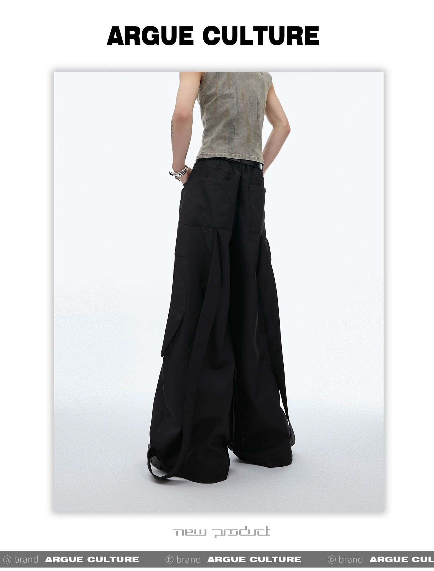 Solid Color Strap Detail Trousers Korean Street Fashion Trousers By Argue Culture Shop Online at OH Vault