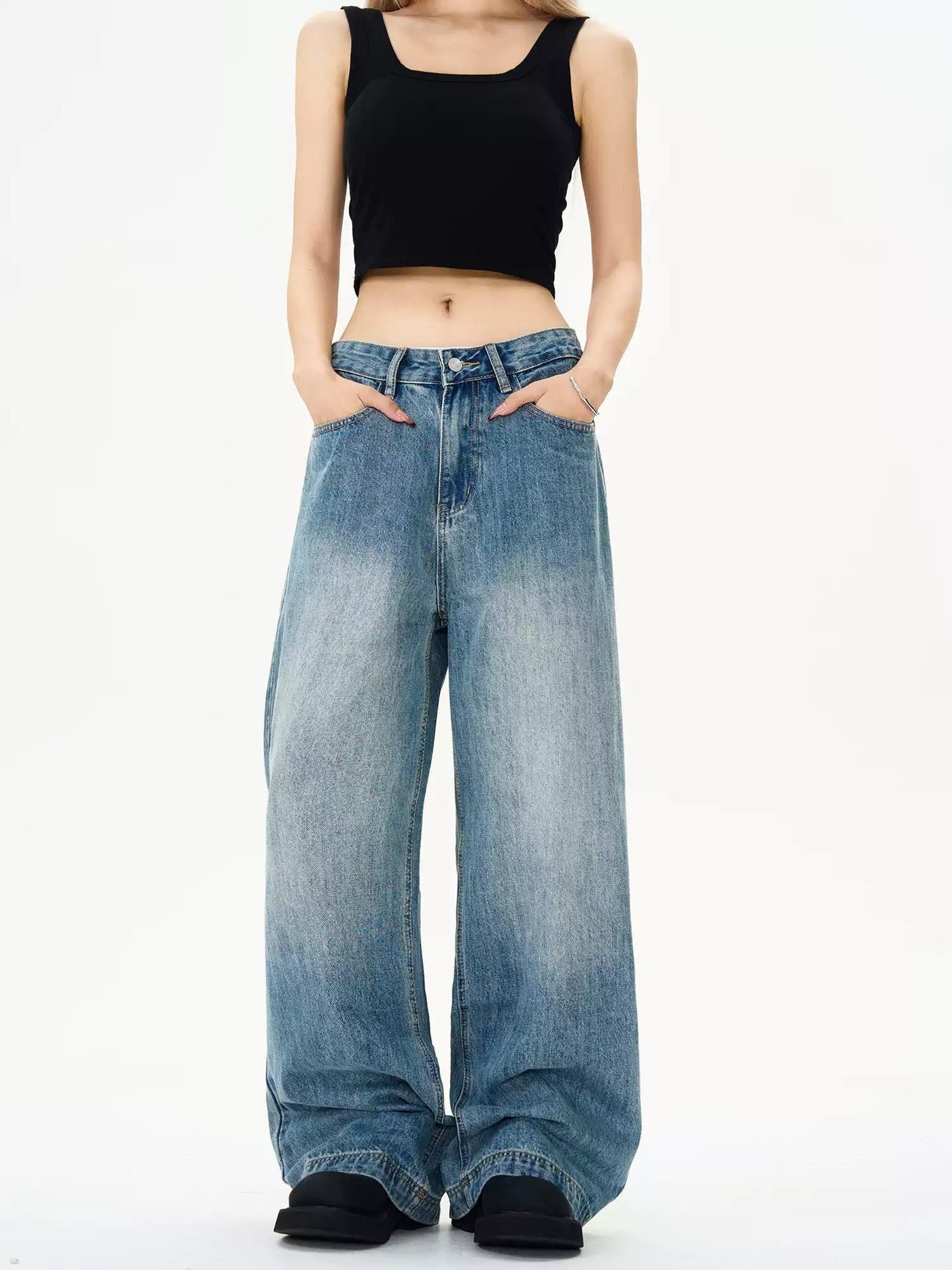 Washed Wide Straight Fit Jeans Korean Street Fashion Jeans By MaxDstr Shop Online at OH Vault