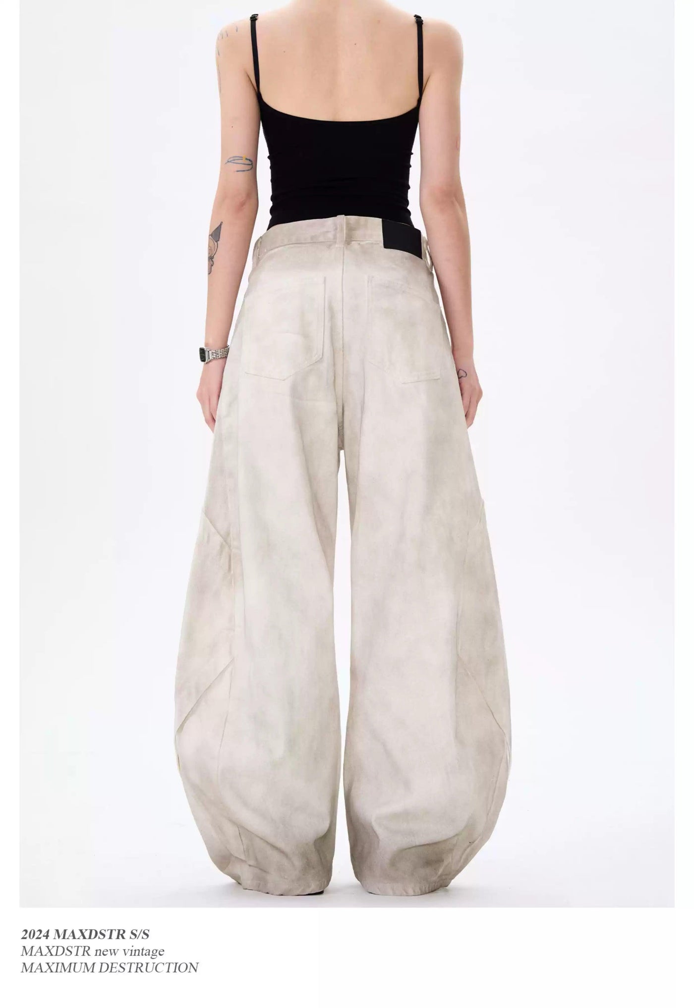 Dirty Wash Wide Leg Pants Korean Street Fashion Pants By MaxDstr Shop Online at OH Vault