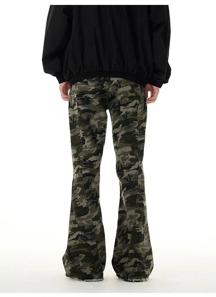 Front Pocket Flared Camo Pants Korean Street Fashion Pants By 77Flight Shop Online at OH Vault