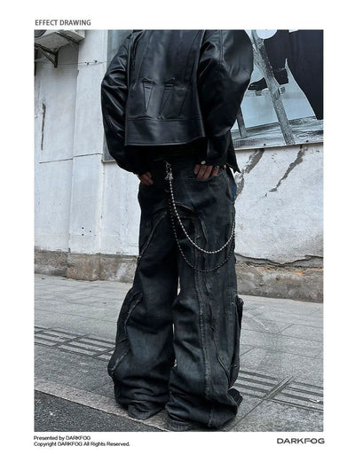 Structured & Washed Straight Jeans Korean Street Fashion Jeans By Dark Fog Shop Online at OH Vault