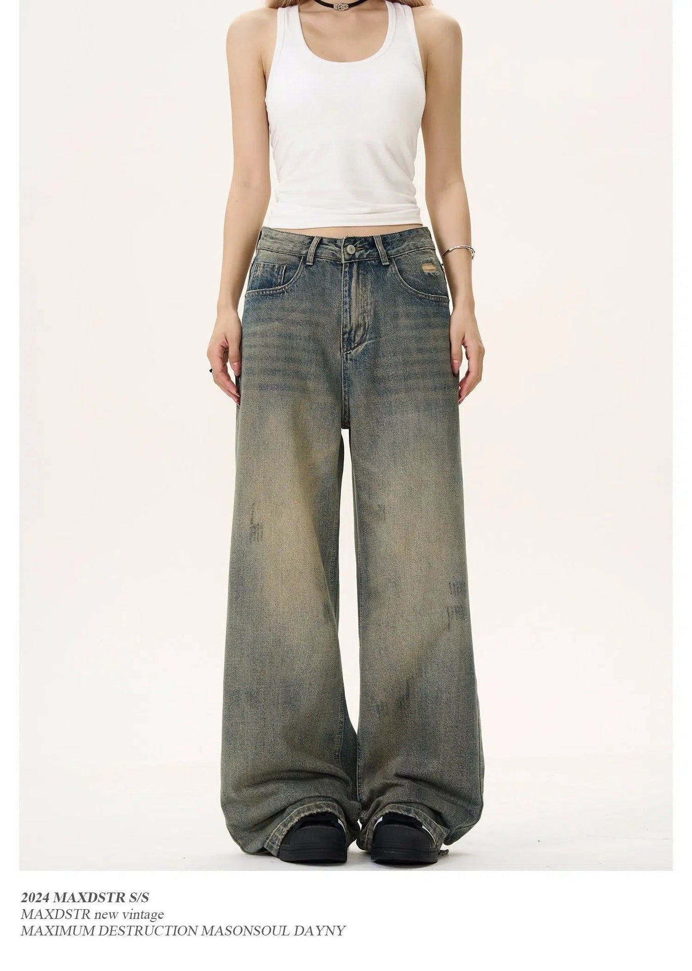 Scratched Faded Straight Jeans Korean Street Fashion Jeans By MaxDstr Shop Online at OH Vault