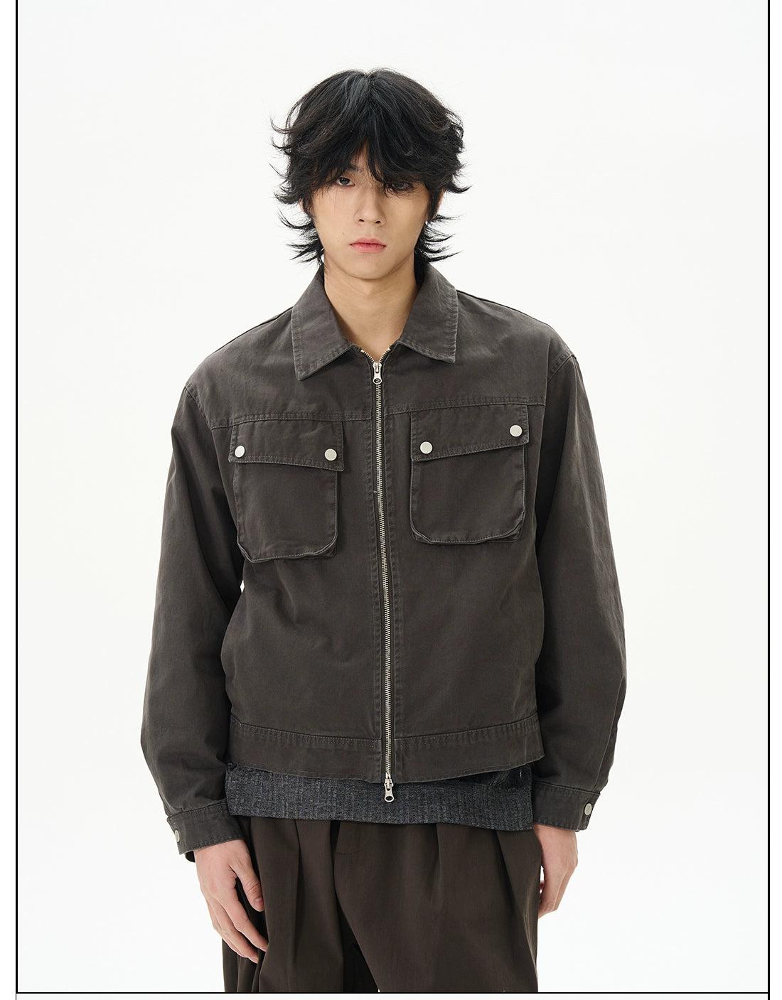 Flap pocket Zipped Short Jacket Korean Street Fashion Jacket By 77Flight Shop Online at OH Vault