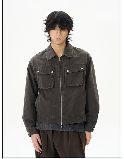 Flap pocket Zipped Short Jacket Korean Street Fashion Jacket By 77Flight Shop Online at OH Vault