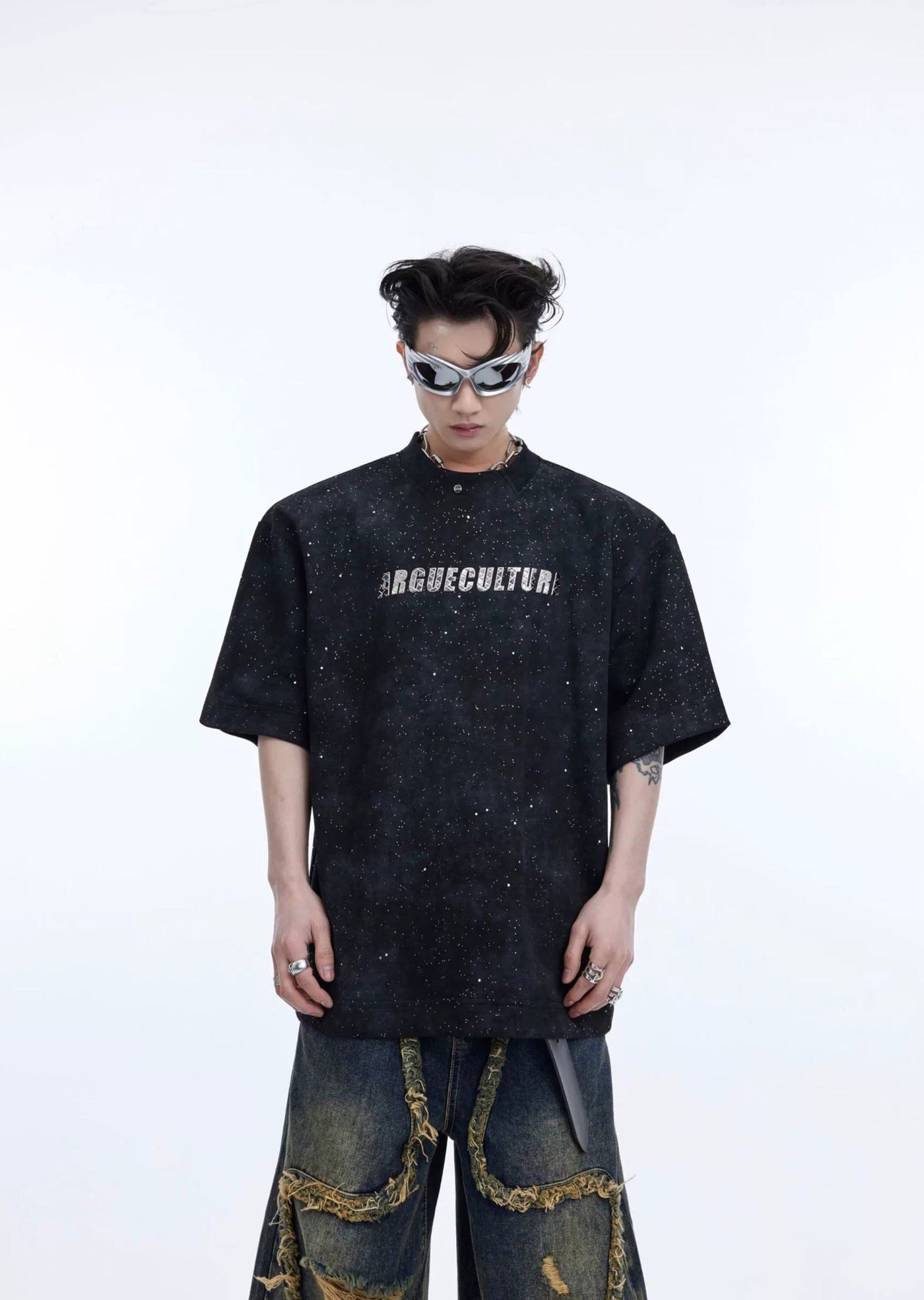 Metallic Star Dust T-Shirt Korean Street Fashion T-Shirt By Argue Culture Shop Online at OH Vault