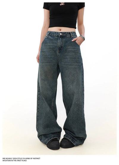 Washed Loose Fit Jeans Korean Street Fashion Jeans By Mr Nearly Shop Online at OH Vault