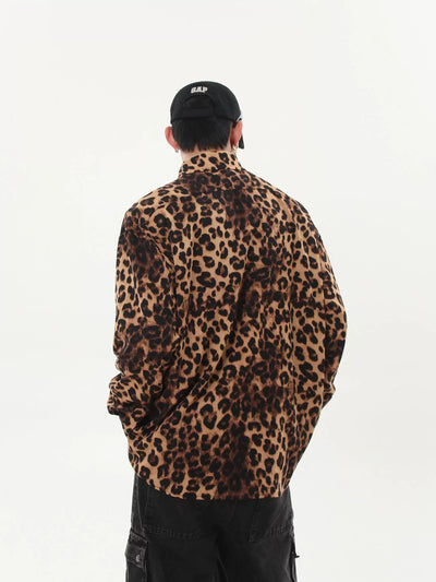 Leopard Print Drapey Shirt Korean Street Fashion Shirt By Blacklists Shop Online at OH Vault