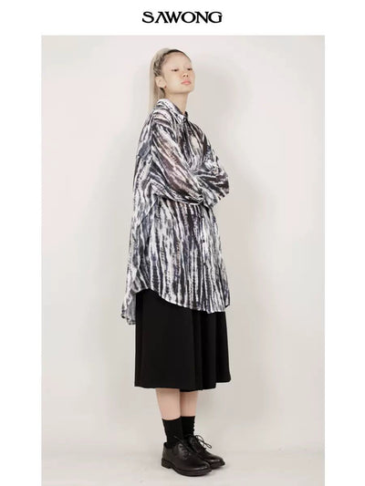 Abstract Ink Pattern Print Shirt Korean Street Fashion Shirt By SAWong Shop Online at OH Vault