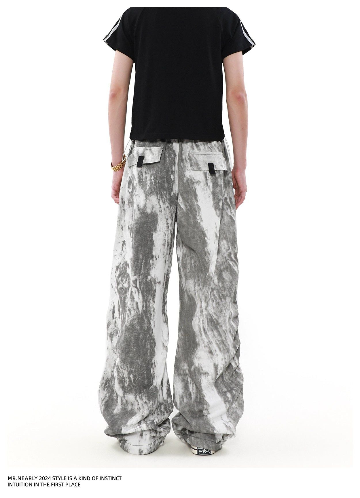 Drawcord Tie-Dyed Pants Korean Street Fashion Pants By Mr Nearly Shop Online at OH Vault