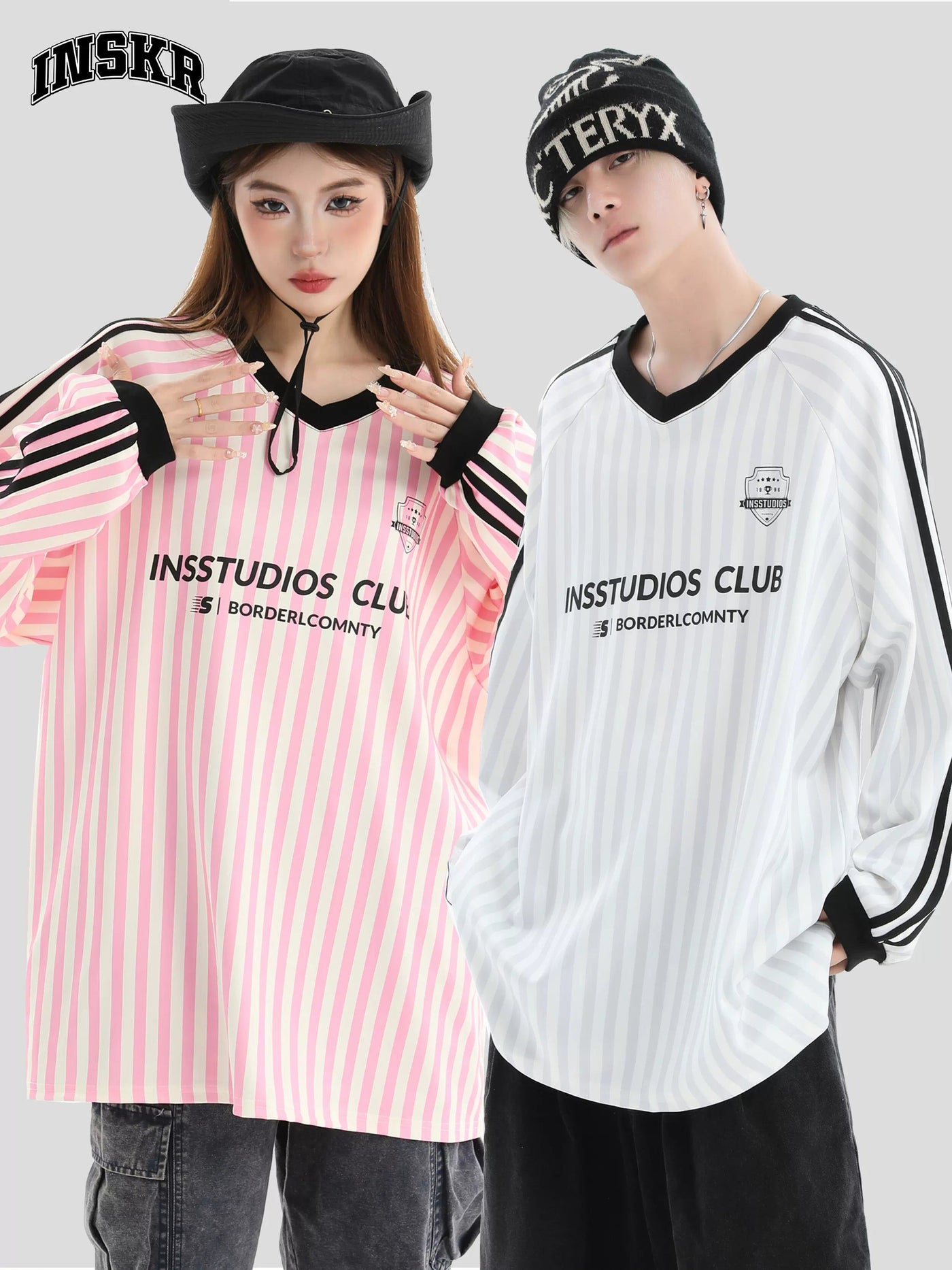 Striped Soccer Long Sleeve T-Shirt Korean Street Fashion T-Shirt By INS Korea Shop Online at OH Vault