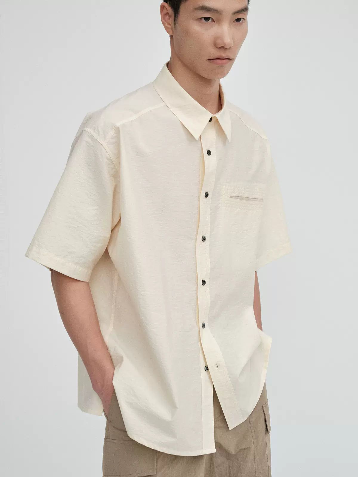 Versatile Buttoned Regular Fit Shirt Korean Street Fashion Shirt By NANS Shop Online at OH Vault