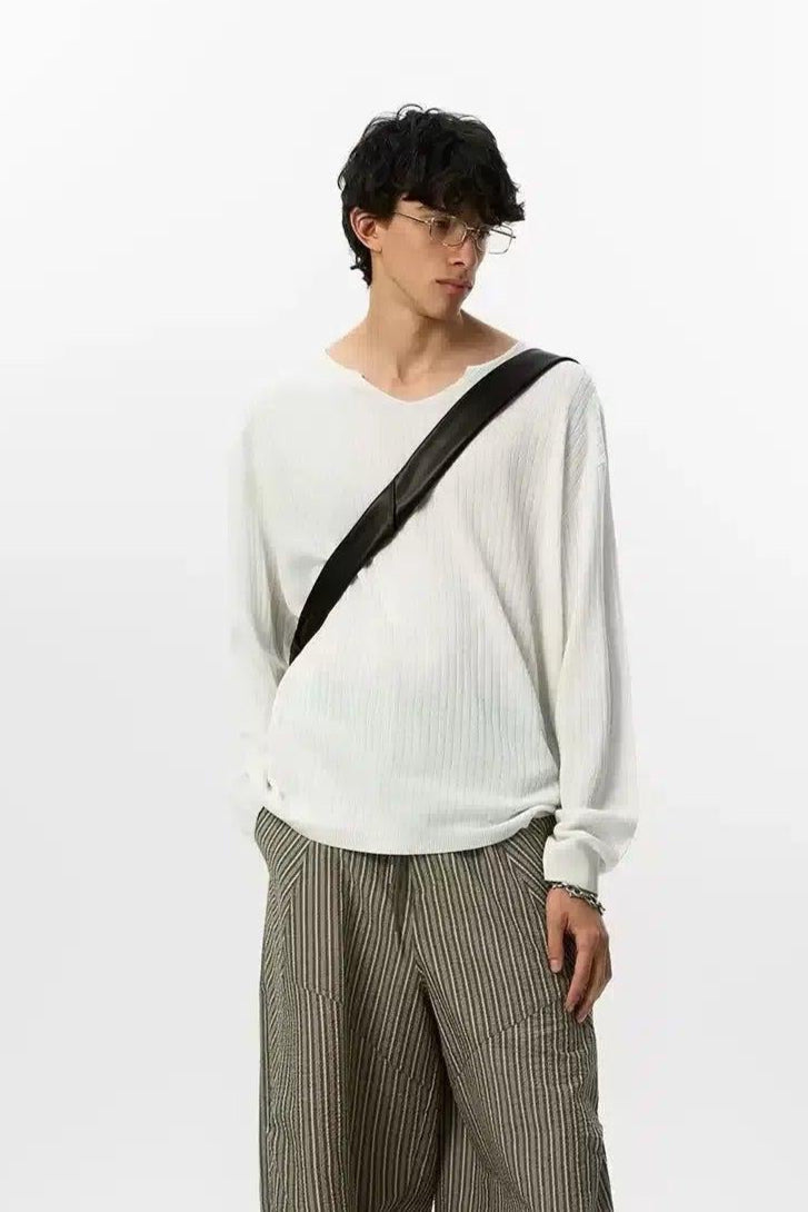 Textured V-Neck Sweater Korean Street Fashion Sweater By JHYQ Shop Online at OH Vault