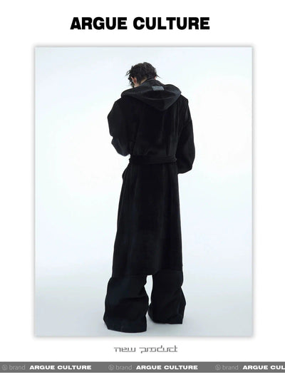 Comfy Belted Hooded Long Coat Korean Street Fashion Long Coat By Argue Culture Shop Online at OH Vault