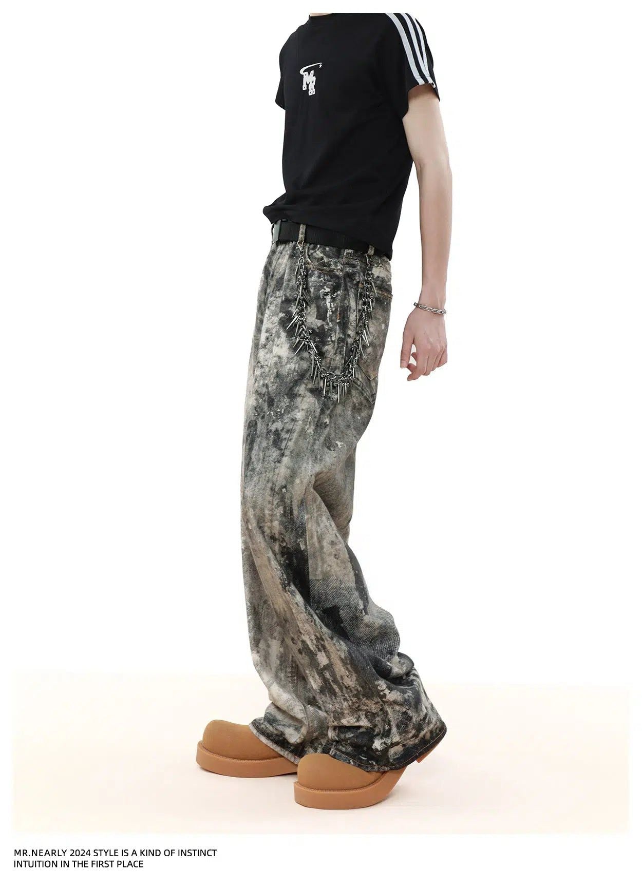 Camo Ink-Splashed Jeans Korean Street Fashion Jeans By Mr Nearly Shop Online at OH Vault