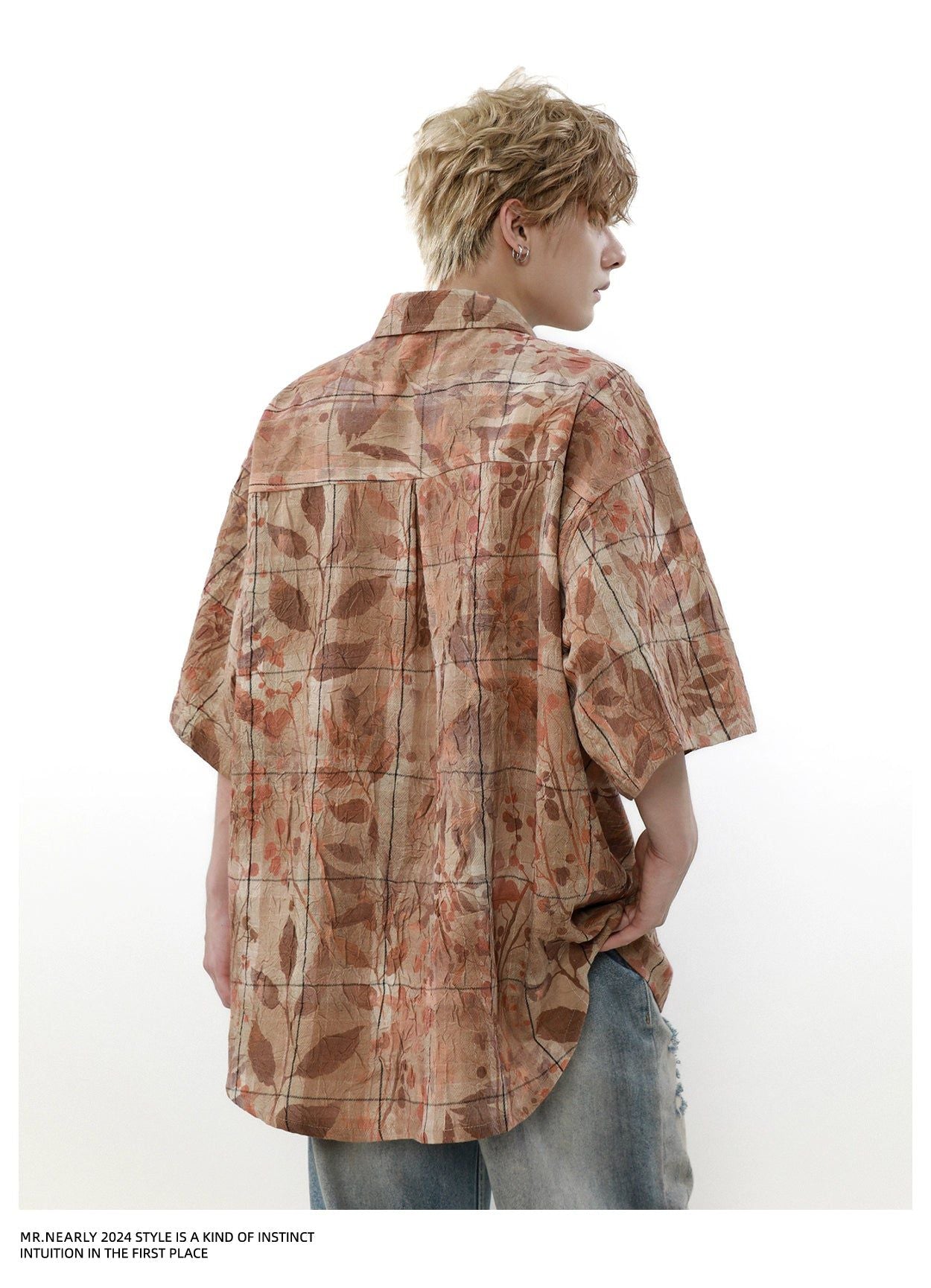 Pleated Leaf Pattern Shirt Korean Street Fashion Shirt By Mr Nearly Shop Online at OH Vault