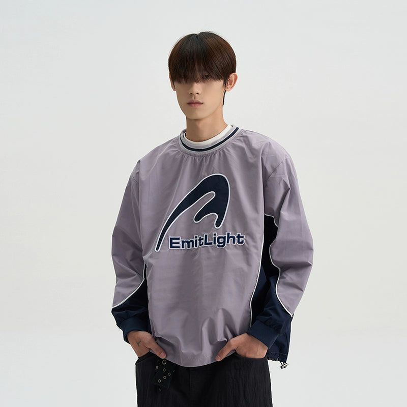 Contrast Spliced Sports Style Crewneck Korean Street Fashion Crewneck By A PUEE Shop Online at OH Vault