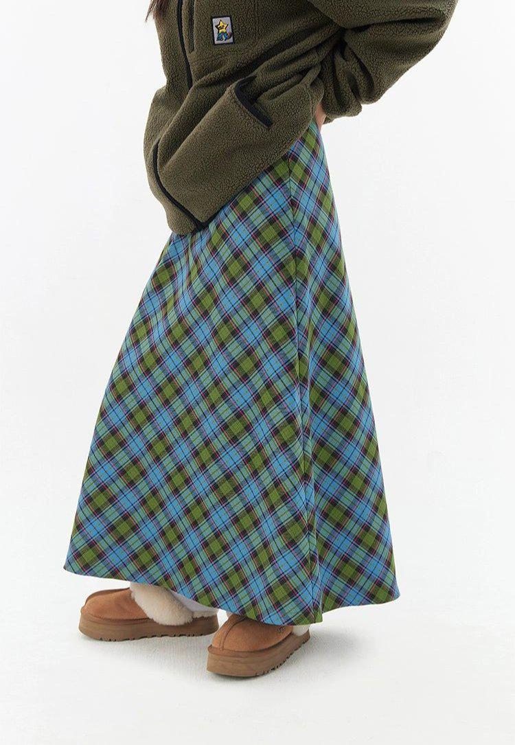 Plaid Pattern Long Skirt Korean Street Fashion Skirt By Crying Center Shop Online at OH Vault