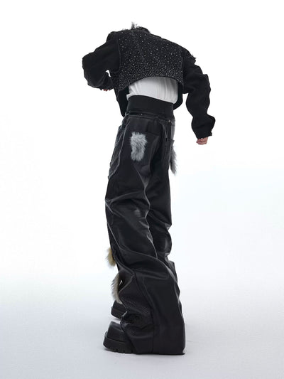 Spliced PU Leather & Fur Pants Korean Street Fashion Pants By Argue Culture Shop Online at OH Vault