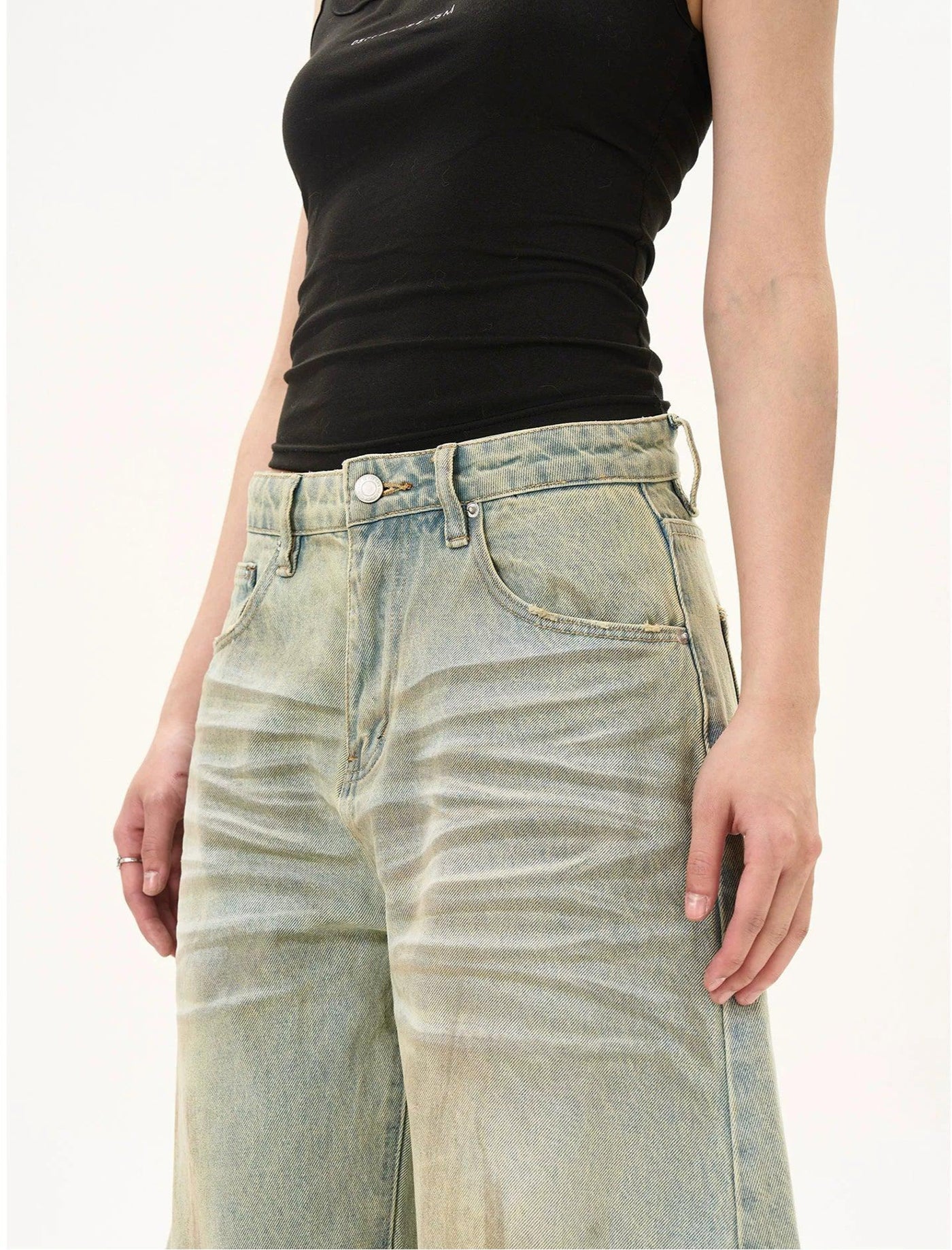 Sand Washed Scratch Faded Jeans Korean Street Fashion Jeans By MaxDstr Shop Online at OH Vault