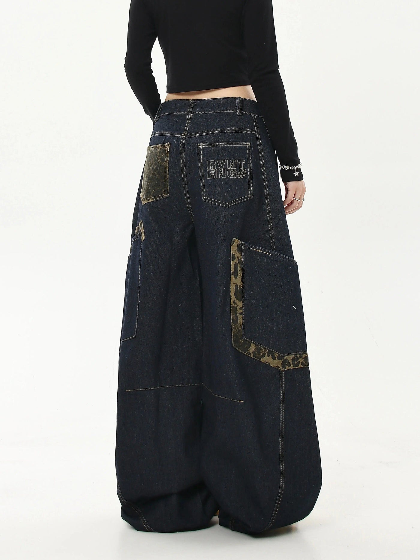 Spliced & Stitched Baggy Jeans Korean Street Fashion Jeans By Blacklists Shop Online at OH Vault