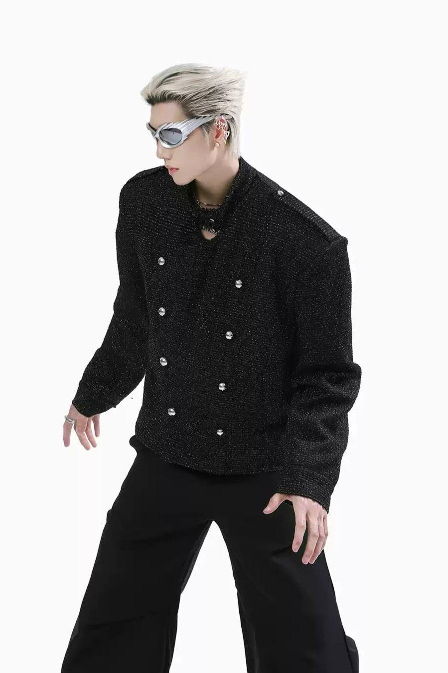 Boxy Textured Multi-Button Jacket Korean Street Fashion Jacket By Turn Tide Shop Online at OH Vault