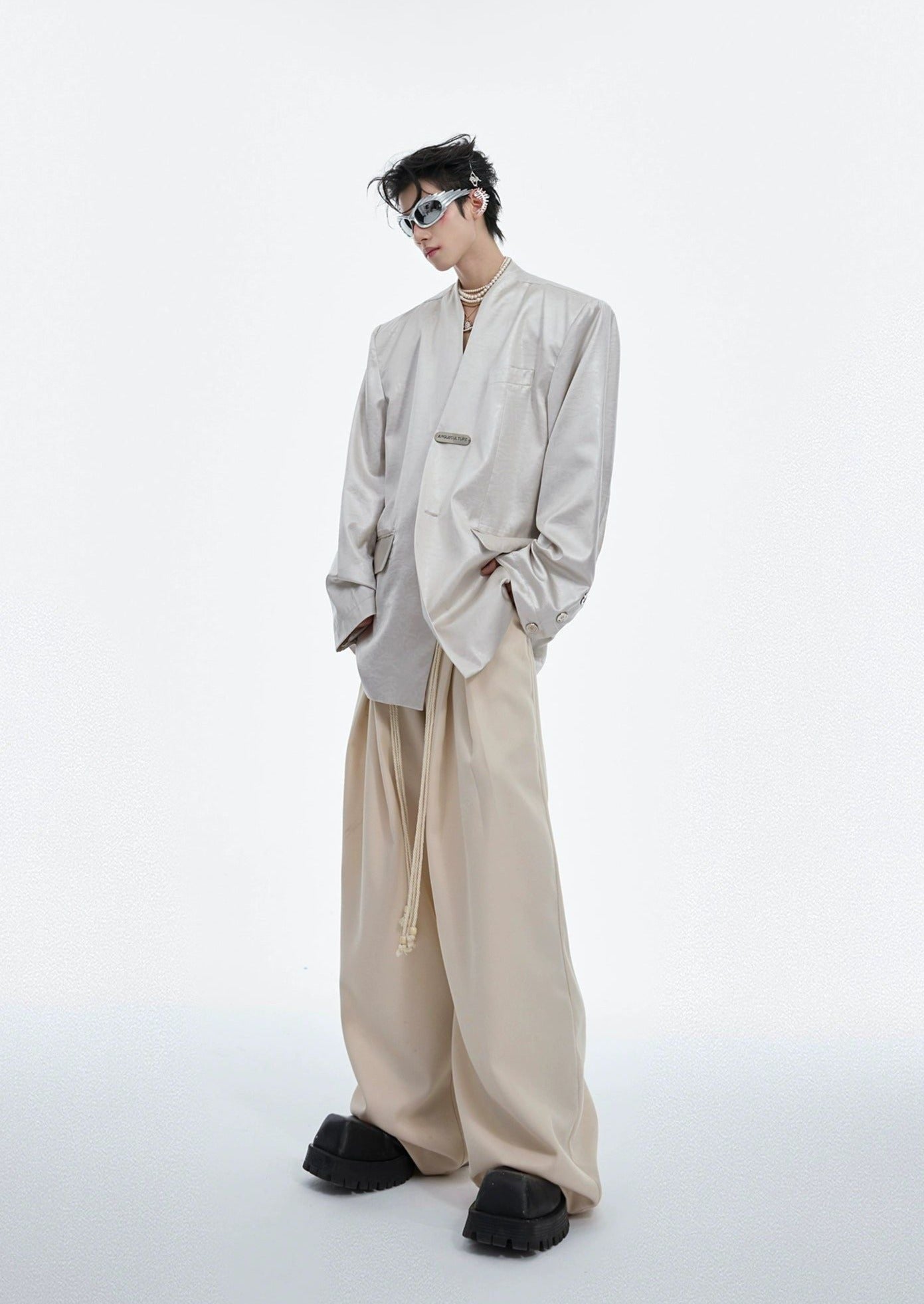 Waist Rope Pleated Loose Pants Korean Street Fashion Pants By Argue Culture Shop Online at OH Vault