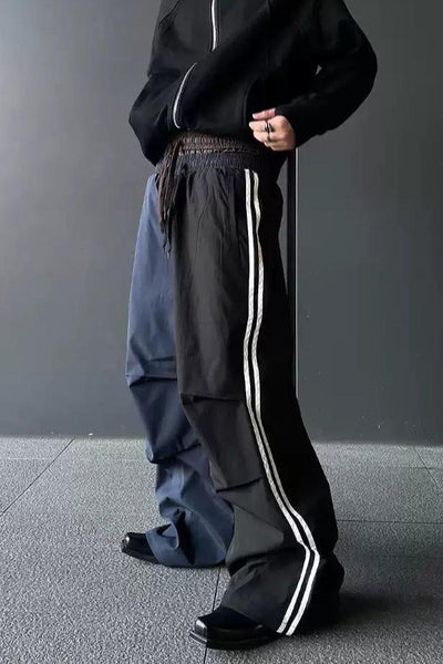 Pleated Striped Wide Track Pants Korean Street Fashion Pants By Dark Fog Shop Online at OH Vault