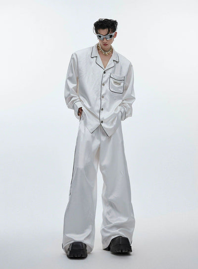 Silky Sleepwear Shirt & Pants Set Korean Street Fashion Clothing Set By Argue Culture Shop Online at OH Vault