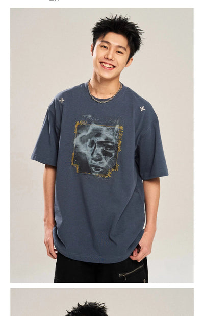 Face Chalk Smudge T-Shirt Korean Street Fashion T-Shirt By New Start Shop Online at OH Vault