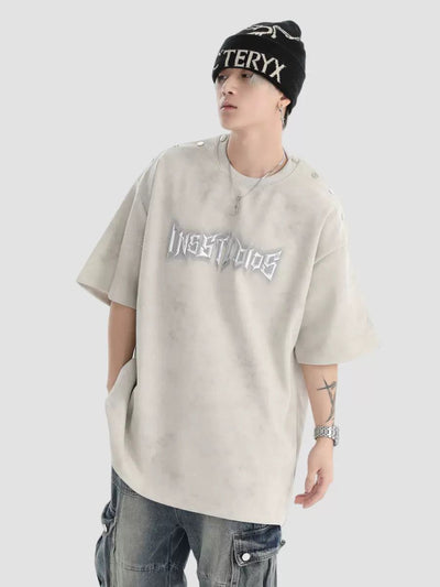 3D Logo Washed T-Shirt Korean Street Fashion T-Shirt By INS Korea Shop Online at OH Vault