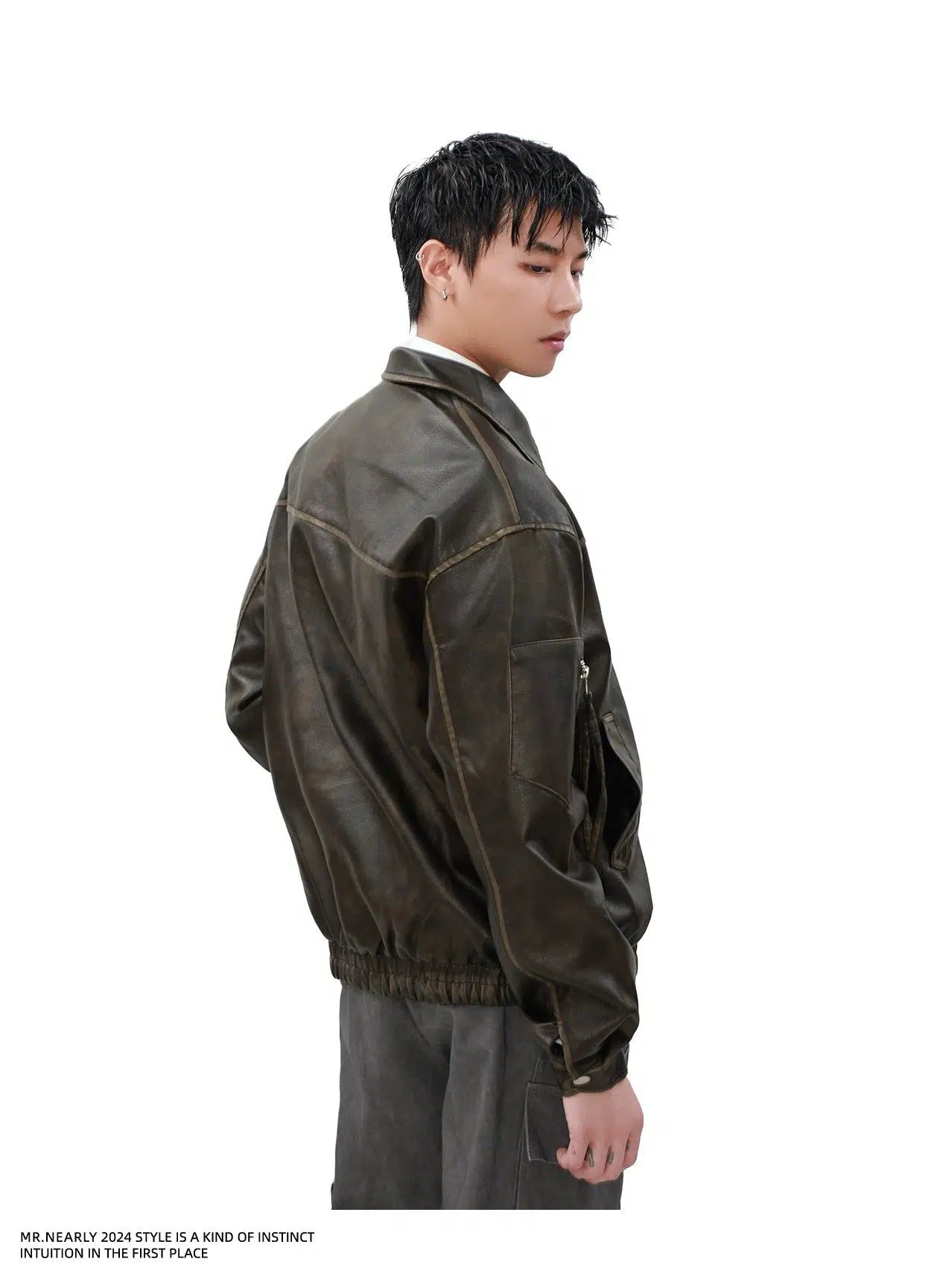 Classic Motorcycle PU Leather Jacket Korean Street Fashion Jacket By Mr Nearly Shop Online at OH Vault