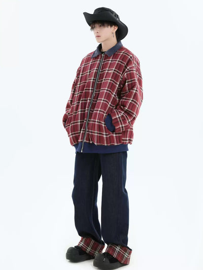 Plaid End Loose Jeans Korean Street Fashion Jeans By INS Korea Shop Online at OH Vault