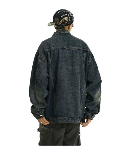 Flap Pocket Fade Ripped Denim Jacket Korean Street Fashion Jacket By MEBXX Shop Online at OH Vault