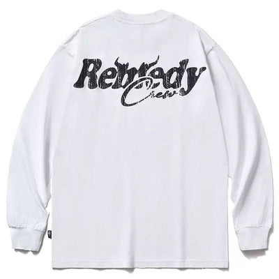 Logo Print Casual Crewneck Korean Street Fashion Crewneck By Remedy Shop Online at OH Vault