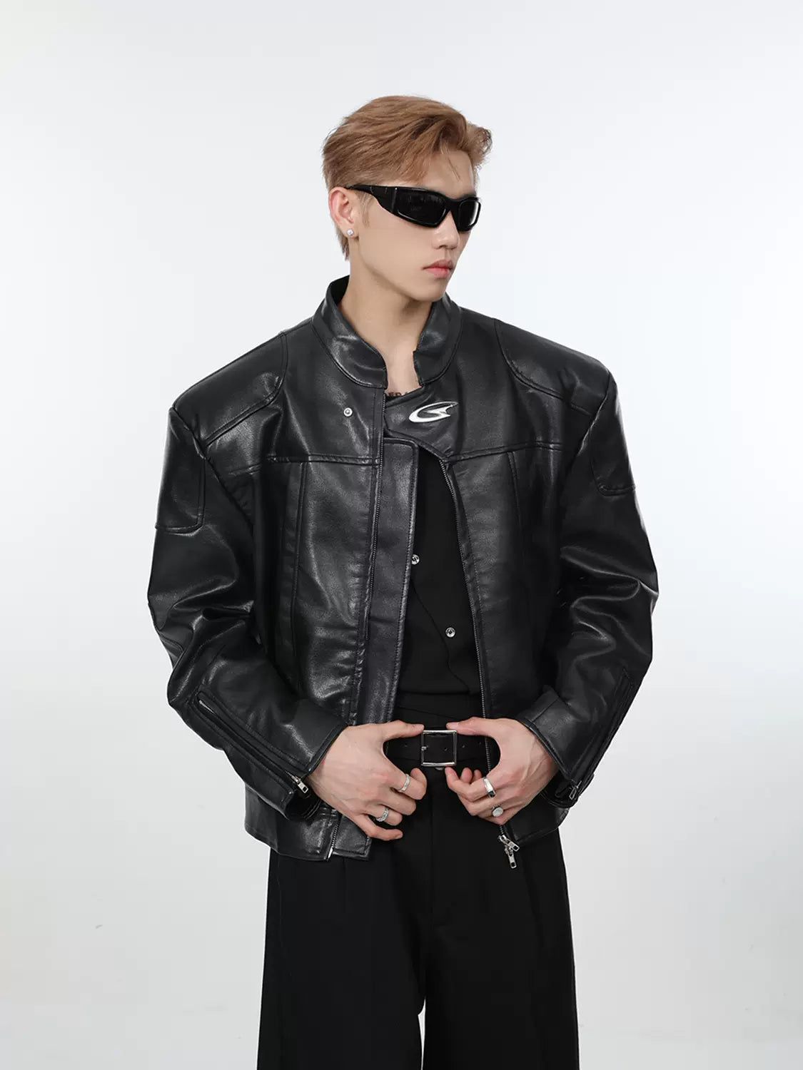 Motosport Zipped PU Leather Jacket Korean Street Fashion Jacket By Turn Tide Shop Online at OH Vault